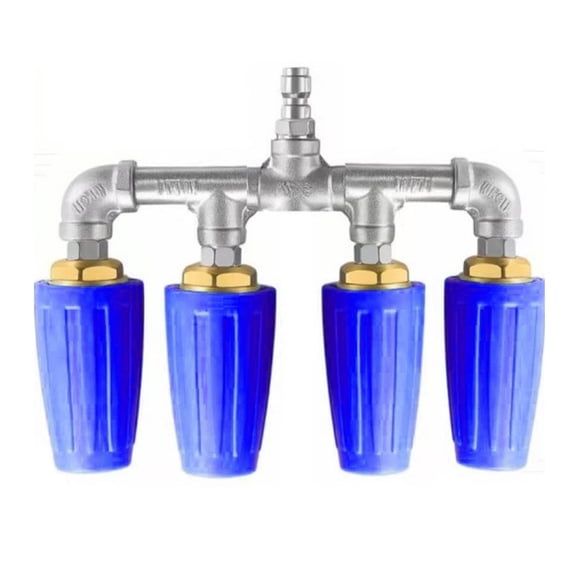 Professional Rotating Hose Nozzle with 4Heads Aluminum Fittings Steel Frame for 1/4Inch Pipe Joints Heavy Duty
