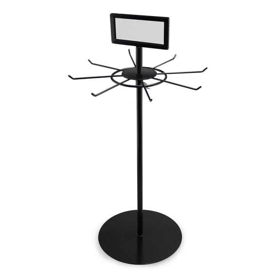 Professional Rotating Lanyard Stand - Heavy Duty 8 Prong Metal Display Desktop Lanyard Rack for Events - 24” Carousel with Sign Holder for Registration Desks - Wide Base by Specialist ID