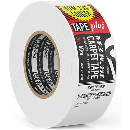 Professional Rug Tape - 2 Inch by 40 Yards (120 Feet! - 2X More!) - Double Sided Non-Slip Carpet Tape - Premium White Finish - Perfect Gripper for Holding Indoor Rugs in Place