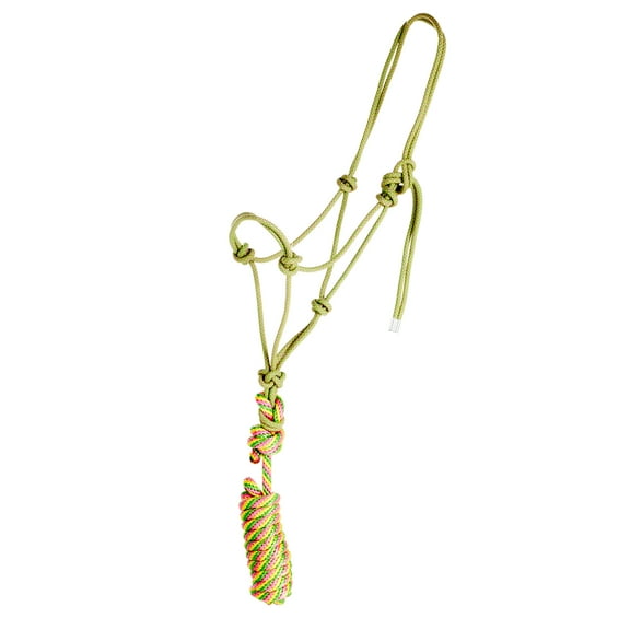 Professional'S Choice Western Horse Rope Halter With 10 Ft Lead Lime Green