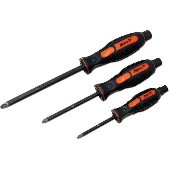 Professional S2 Steel JIS (Japanese Industrial Standard) Metric Screwdriver Set Solid Tang #1, #2, #3 (Set of 3) Small Medium Large Metric Full Shaft 0059-011