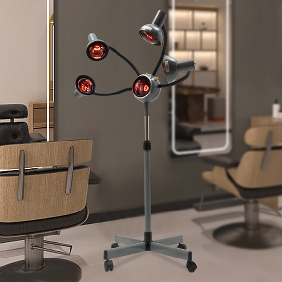 Professional Salon Hair Dryer with Stand, 5 Infrared Heating Hoods for Fast Drying - Adjustable Height & Angle, 750W Standing Blow Dryer for Home & Commercial Use