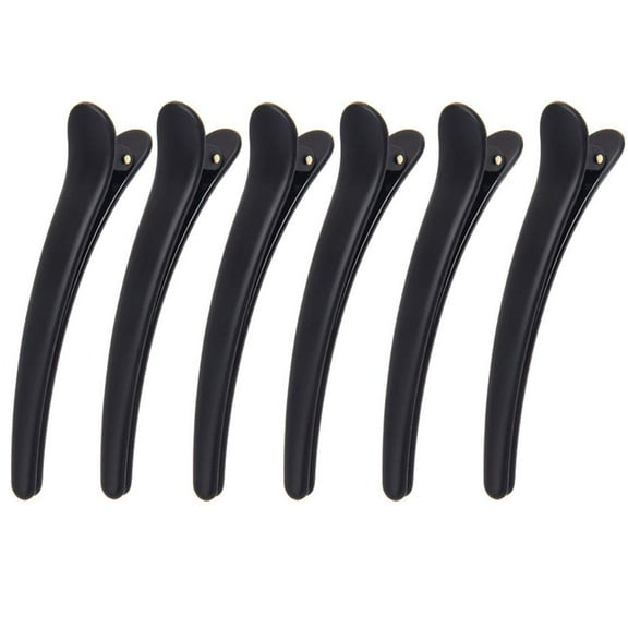 Professional Salon Hair Styling Sectioning Clips, 12 Pcs Matt Black Duckbill Clips (Large)