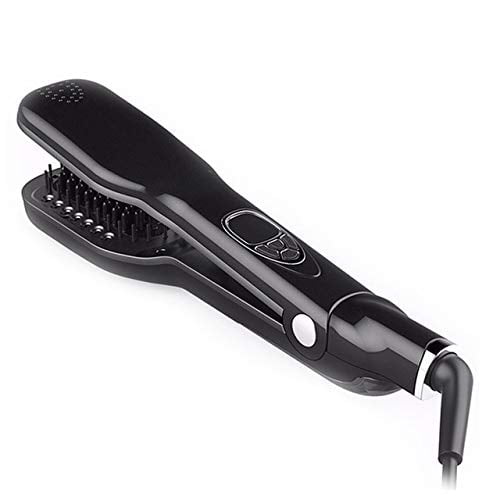 Professional Salon Steam Ceramic Hair Straightener, Best 3D Ion Wet Hair Iron Straightening Brush, Travel Kit Wide Hair Straightener Comb for All Women Hair, Dual Voltag