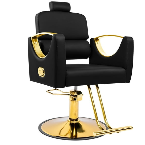 Professional Salon Styling Chair – Reclining Barber Chair with 360° Swivel & Heavy-Duty Hydraulic Pump Black