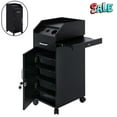 thumbnail image 1 of Professional Salon Trolley with 4 ABS Trays, Lockable Storage, Sliding Side Tool Tray, Stainless Steel Tool Holders & Casters – Rolling Salon Cart for Hair Stylists, Barbers & Beauty Studios (Black), 1 of 10