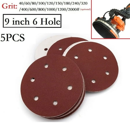 Professional Sandpaper 225Mm 6 Hole Sanding Paper 40-2000Grit Electric Wall Polisher Abrasive Tools 9Inch 100Grit Smile Home