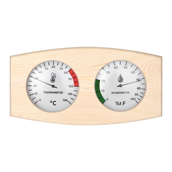 Professional Sauna Room Temperature Humidity Gauges with Glass Cover & Metal Frame for Sauna Cabin