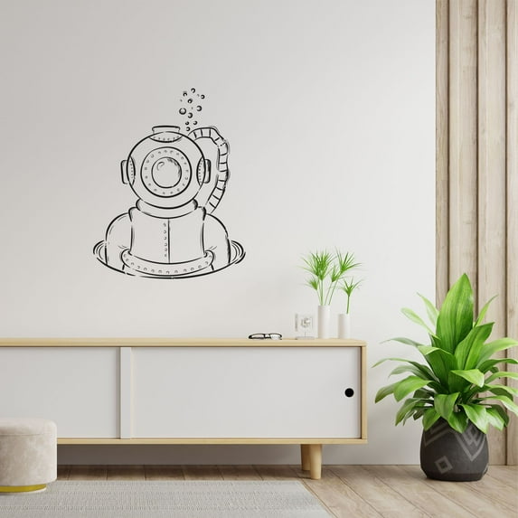 Professional Scuba Diver Scuba Dive Gear Full Set Scuba Diving Gear Silhouette Vinyl Wall Art Wall Sticker Wall Decal Home Underwater Activity Wall Décoration Design Wall Décor Decal Size (20x18 inch)