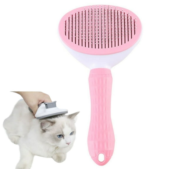 Professional Self-Cleaning Pet Deshedding Brush – Stainless Steel Pins, Rounded Tips & Non-Slip Grip (20cm)