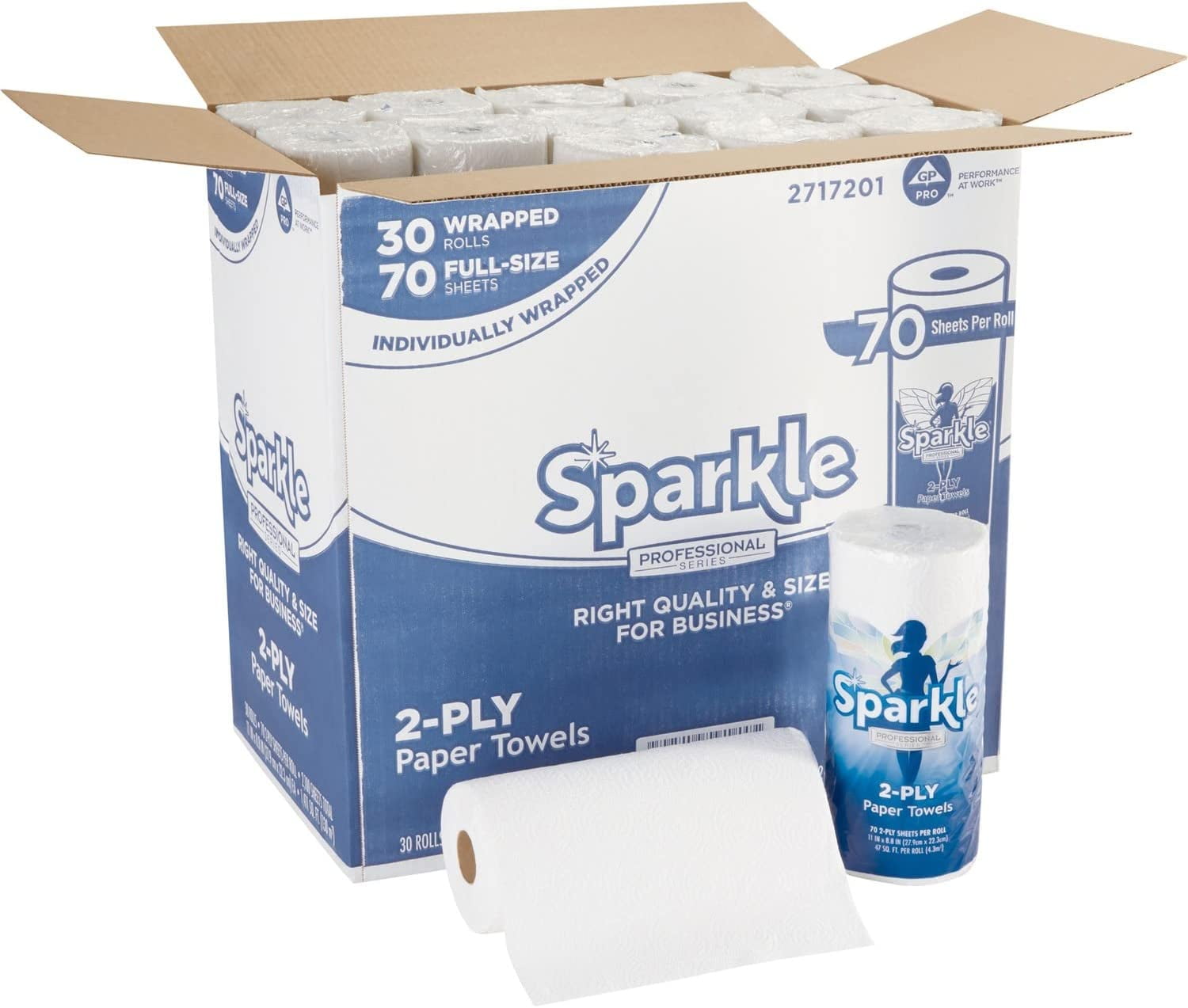 Professional Series 2-Ply Perforated Kitchen Paper Towel Rolls by GP PRO (), 2717201, 70 Sheets Per Roll, 30 Rolls Per Case