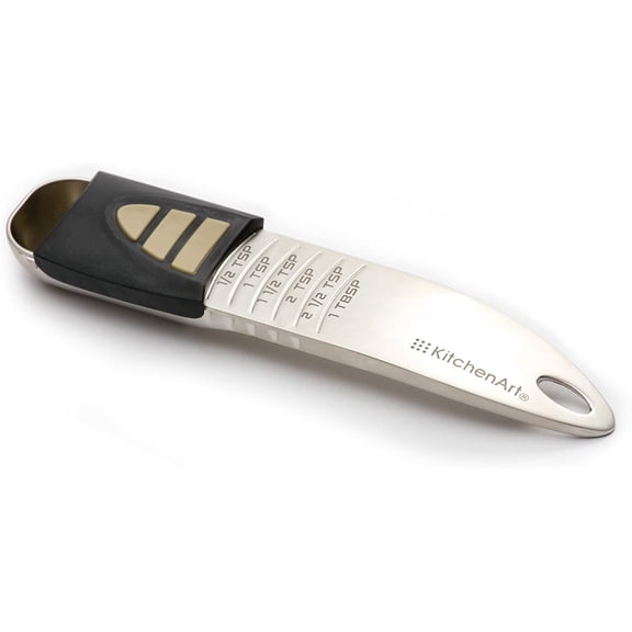 Professional Series Tablespoon, Champagne Satin Measuring Spoon, Adjustable from 1/2 Teaspoon to 1 Tablespoon, White & Black