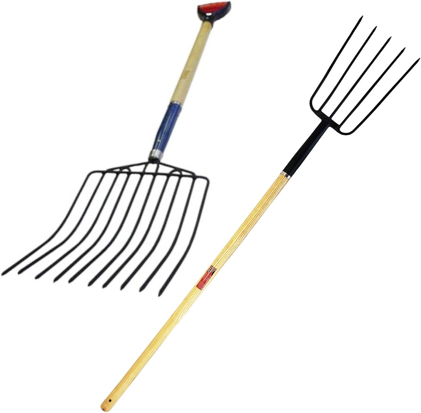 Professional Set Of Pitchfork D Grip 61" 5 Tine & 30 Inch Compost Mulch