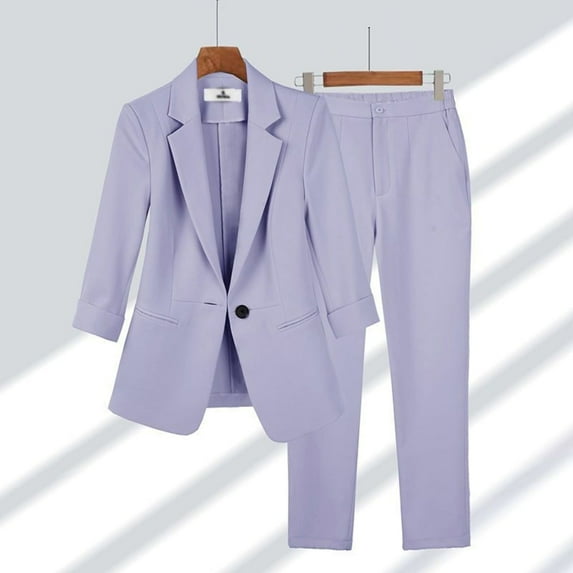 Professional Set Women's Spring/Summer New Simple Solid Color Large Size Suit Elegant and Slim Fit Suit Two Piece Set