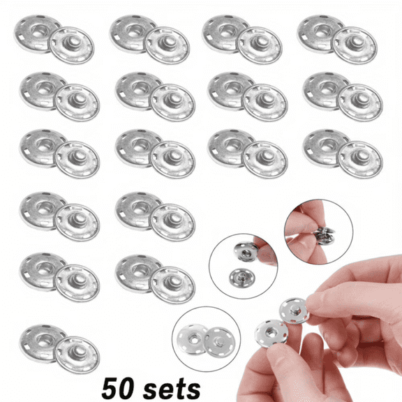 CCF 50 Sets  Sew-On Snap Fastener Set  - Snaps for Fabric Copper Snaps with Strong Spring for Durable Hold