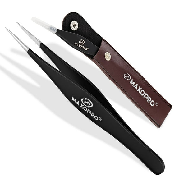 Professional Sharp Tweezers Pointed Tip | Stainless Steel, Fine Tip Needle Nose Tweezers for Women and Men | Facial & Eyebrow Hair, Ticks, Precision Splinter & Ingrown Hair Removal