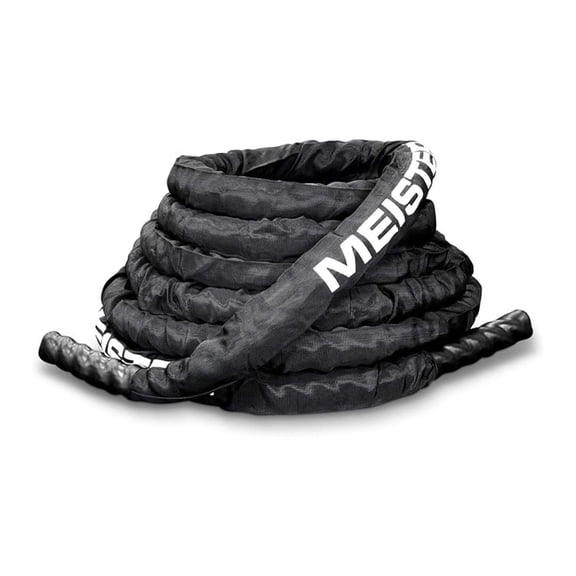 Professional Sheathed Battle Rope for Strength & Conditioning Gym Workouts - 2.0" Diameter - Black