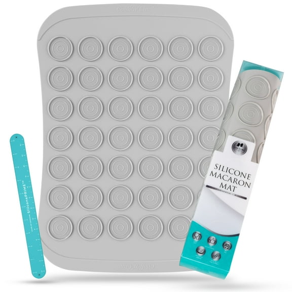 Professional Silicone Macaron Baking Mat - Thick Non-Stick Surface - Oven Microwave Dishwasher Freezer Safe - Reusable Sheet for Macarons, Meringues, Pastries - 42 Round Cookies by Cook'n'Chic
