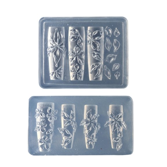 Professional Silicone Nail Stamp Mould Set of 2 for Intricate Floral Patterns and Nail Art Creation Daily Use