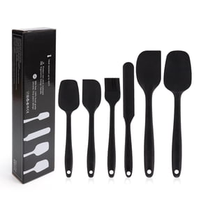 Professional Silicone Spatula Set, 6 Pieces Heat Resistant Non-stick Tools For Cooking And Baking, Black Utensils Dishwasher Safe And Odor Resistant