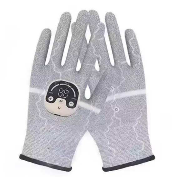 Professional Silver Fiber EMS Massage Gloves for Face/Body - 10 Modes 25 Levels, USB Charging, Anti-Wrinkle & Fatigue Relief