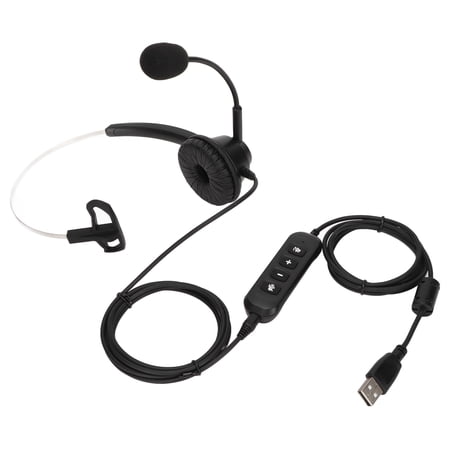 Professional Single Ear Customer Service Headset with USB Sound Card and 3.5mm Plug, Noise Cancelling Monaural Call Center Headphones for Office Computer (7.48 x 5.51 in / 19.0 x 14.0 cm)