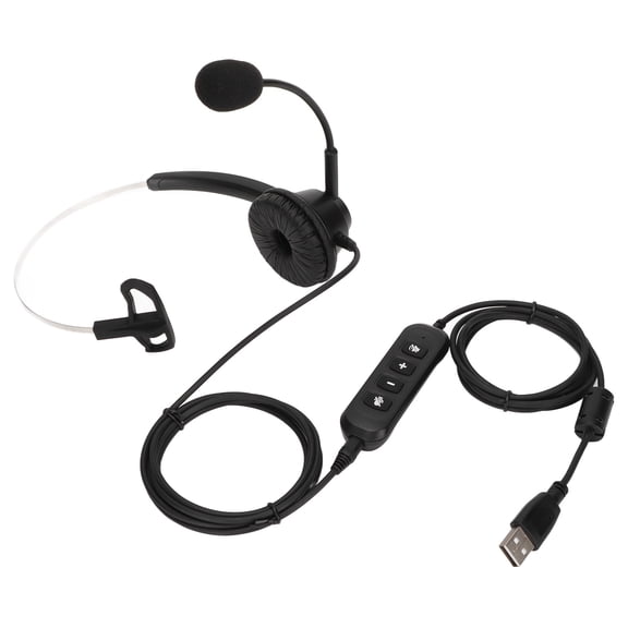 Professional Single Ear Customer Service Headset with USB Sound Card and 3.5mm Plug, Noise Cancelling Monaural Call Center Headphones for Office Computer (7.48 x 5.51 in / 19.0 x 14.0 cm)