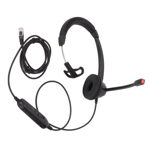 Professional Single-Ear Office Headset Monaural Business Call Center RJ9 Headphone with Inline Volume and Mute Controls, 10 Inches / 25.4 cm Cable