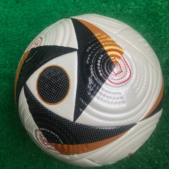Professional Size 5 Soccer Balls - Official Match PU Leather Black Grass Kick Footballs for Sports And Outdoor Activities