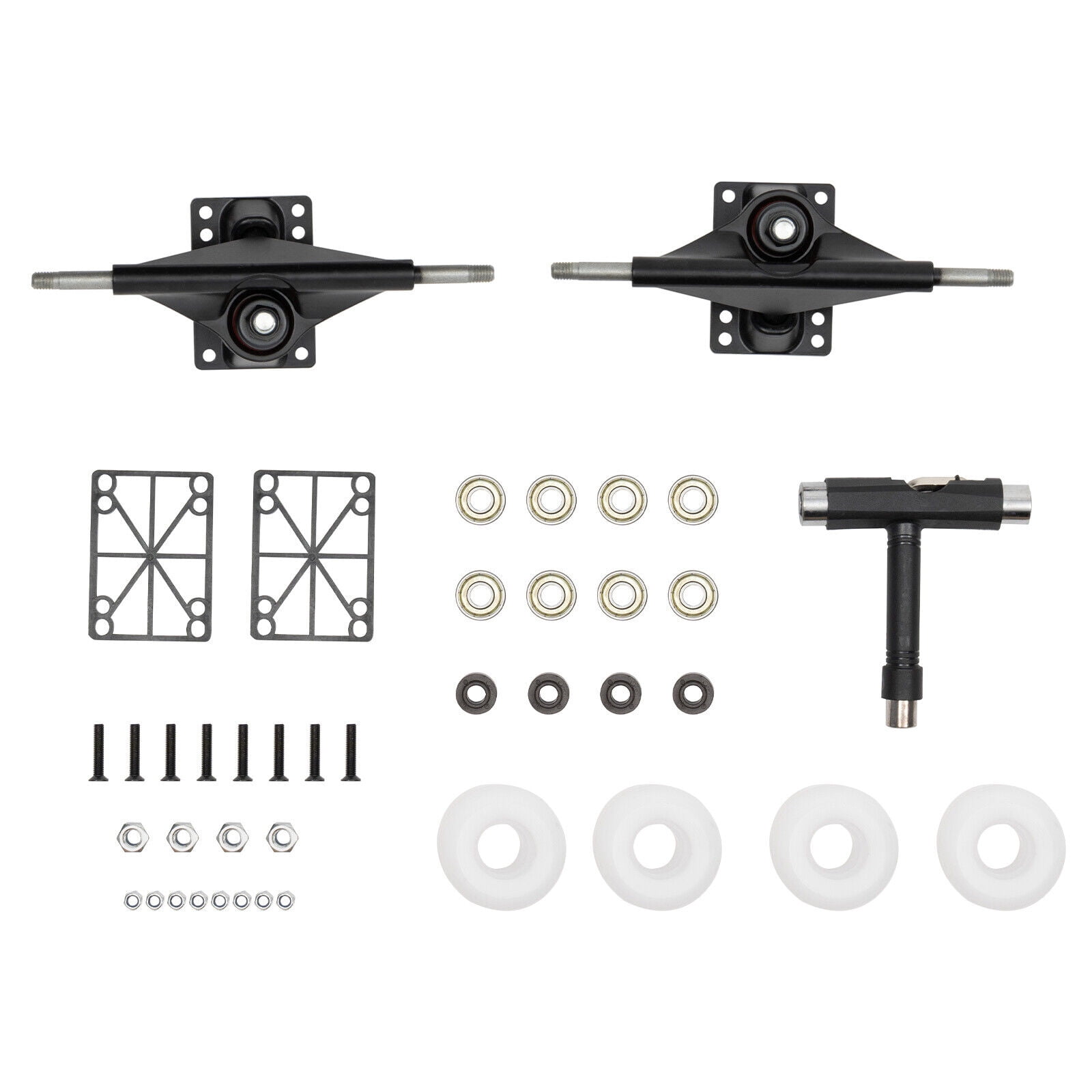 Professional Skateboard Trucks Combo Set Cruisers Skateboard Trucks & Wheels Kit White, Black
