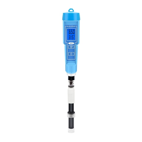 Professional Skin PH Tester Meter 2 in 1 Temperature PH Surface 0.00-14.00 ATC for Soil Leather Paper Emulsion Pool