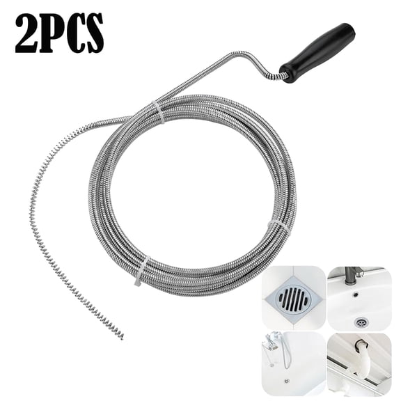 Professional Slow Drain Cleaner and Clog Remover - 10-Foot Metal Snake for Hair, Food, Debris, and Garbage Removal from Pipes, Plumber Tools