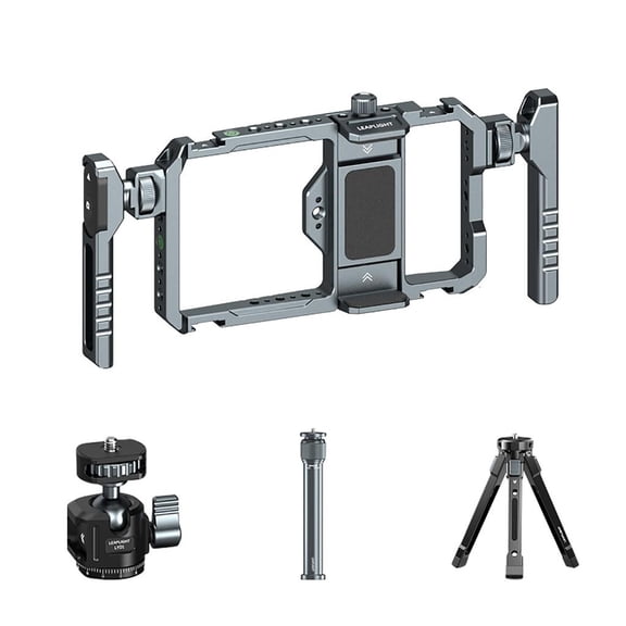Professional Smartphone Cage Double Handle Design Multiple Cold Shoe Mounts