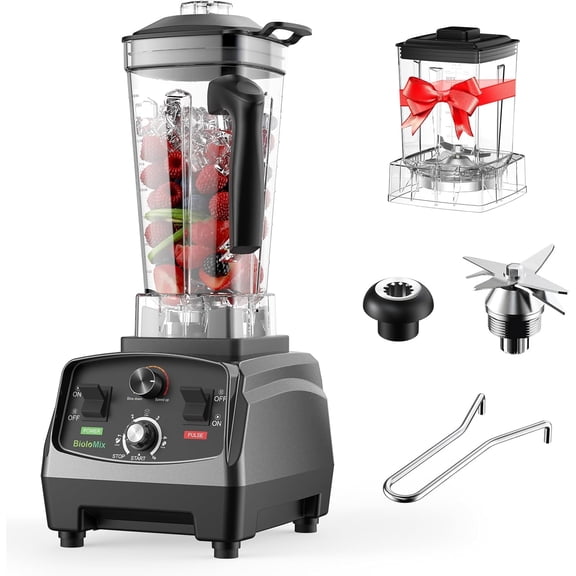 Professional Smoothie Blender - 2200W, 68 Oz Capacity, High Speed Blender for Shakes, Smoothies, Ice Crushing, Frozen Fruits (with Extra Parts+600ML Grinding Cups)