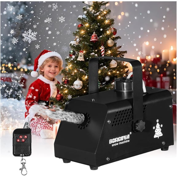 Professional Snow Machine with Wireless Remote Control, Black Metal, Adjustable Output for Christmas, Stage Shows, Parties, Weddings
