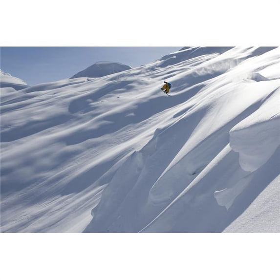 Professional Snowboarder Frederik Kalbermatten Heli Boarding in The Mountains Above Haines Southeast Alaska Poster Print - 38 x 24 in. - Large