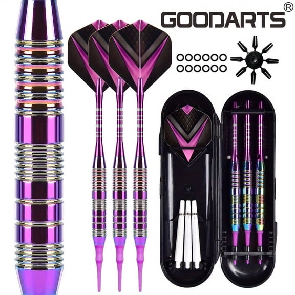Professional Soft Tip Dart Set, Colorful Plastic Tip Darts with Dart Case, Durable Iron & Aluminum Alloy Dart Set for Electronic Dart Board, Ideal for Adult Party & Family Game Night