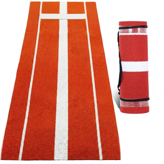 Professional Softball Pitching Mat,Softball Practice Mat With White Cross Markings,Durable PP Grass And EVA Construction,Baseball Training Mat For Home Backyard Or Field,Red