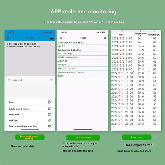 Professional Soil PH Meter Soil EC Fertility Salt Tester Monitor Smart Bluetooth Light Air Humidity Detector for Plant
