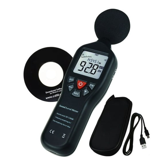 Professional Sound Level Meter with Data Record Function 30dB-130dB High Accuracy Measuring with Backlit Display Compact ,Accurate Measurement