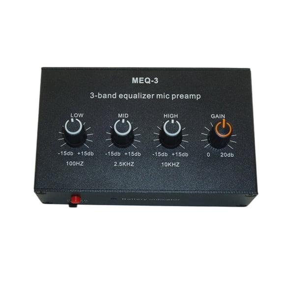 Professional Sound Mic Preamp With 3Band Equalizers, Microphone Preamplifier 20dBGains Boosts Long Battery Use
