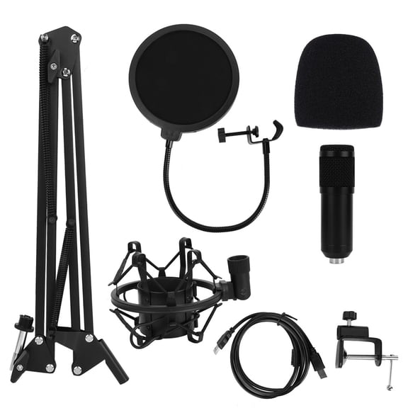 Professional Sound Recording USB Condenser Microphone Kit Set with Metal Adjustable Holder