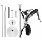 Professional Spinning Static Dancing Pole Fixed Dance Pole Kit | Portable Removable Pole Adjustable Height Excellent for Home Exercise Studio Club Gym, Silver