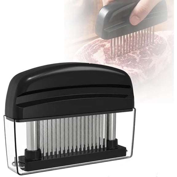 Professional Spring-Loaded Meat Tenderizer, 2026 New Meat Tenderizer Tool with 48 Stainless Steel Needle Blades, Kitchen Cooking Machine Gadgets Tools for Tenderizing Beef Chicken Steak (Black)