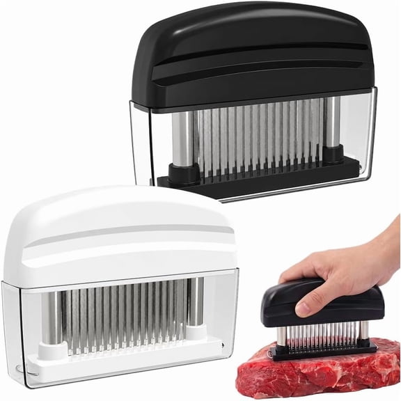 Professional Spring-Loaded Meat Tenderizer, 2026 New Meat Tenderizer Tool with 48 Stainless Steel Sharp Needle Blades, Handheld Blade Tenderizer for Meat Steak Chicken Kitchen Gadgets (Black)