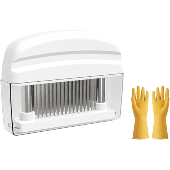 Professional Spring-Loaded Meat Tenderizer, 2026 Upgrade Press Meat TenderizerPork Skin Poker with 48 Stainless Steel Blades for Steak Beef Chicken Reduces Cooking Time By 40% (White)