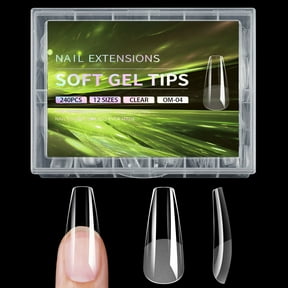 Professional Square Gel Nails Tip 240 Clear Full Cover Extensions12 Sizes for Nails Home Use