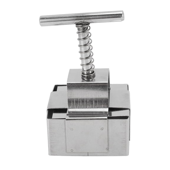 Professional Square Stainless Steel Clay Cutter with Spring Loaded Plunger Precise Modeling Tool Set for Dessert Crafting Small Size (7 x 7 x 6 inches / 17.8 x 17.8 x 15.2 cm)