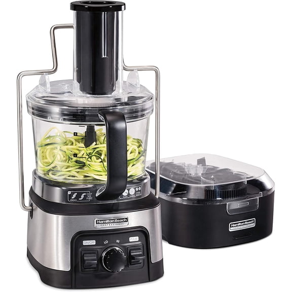 Professional Stack & Snap Food Processor & Veggie Spiralizer for Slicing, Shredding and Kneading, Extra-Large 3" Feed Chute Fits Whole Vegetables, 12 Cups, Stainless Steel (70815)