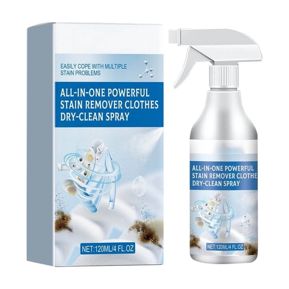 Professional Stain Remover Spray for Clothes - No Wash Dry Cleaning Solution for Home Use - Powerful Spot Cleaner for Oil Sweat Stains - Gentle Fabric Safe Formula - 120ml